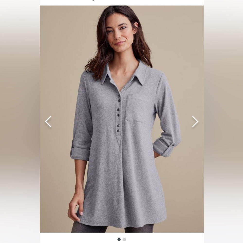 Soft Surroundings NWOT Take It Easy Tunic Size XL Mdm Grey Heather